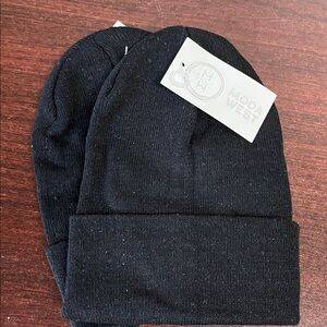 Kids Black Beanie Set